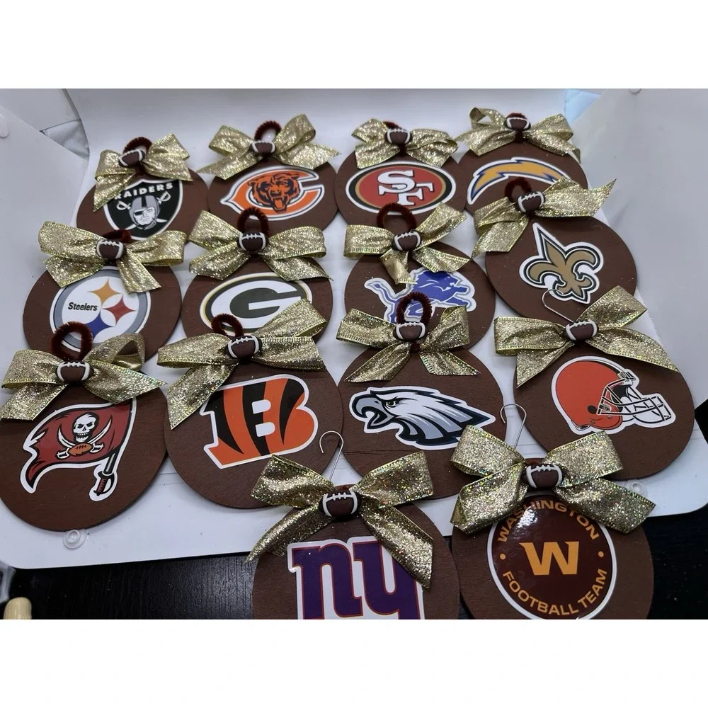 NFL Football Christmas Ornament Lot Mini Helmets Logo Ornaments‎ Gnome Holiday